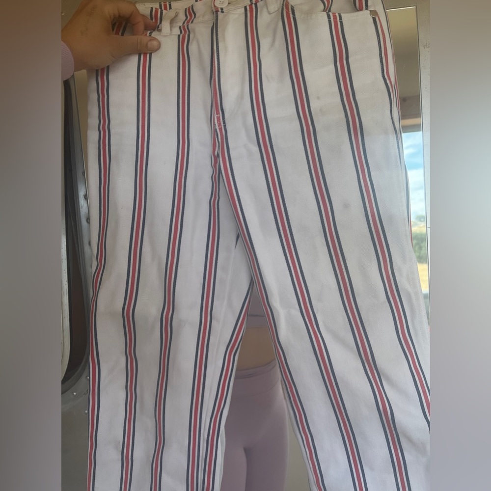 27 Reformation Roper Jean, Grenada Stripe Striped High Waisted Denim Pants - Picture 3 of 4